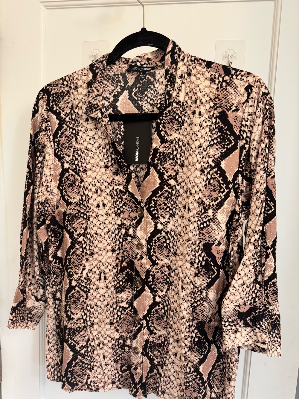 NWT Fashion Nova Hiss At Me Snake Print Shirt Size L